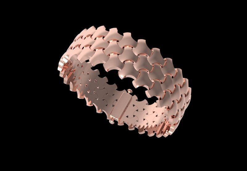 Serpenti Skin Armored Articulated Bracelet 3D print model_2