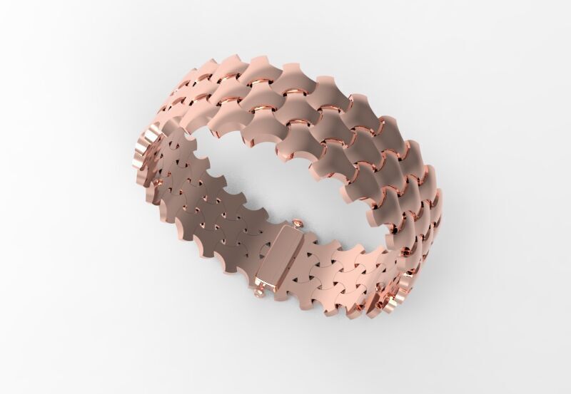 Serpenti Skin Armored Articulated Bracelet 3D print model_10