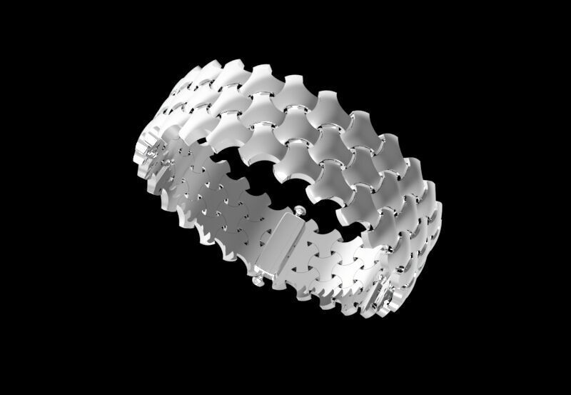 Serpenti Skin Armored Articulated Bracelet 3D print model_1