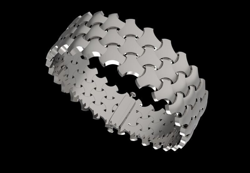 Serpenti Skin Armored Articulated Bracelet 3D print model_9