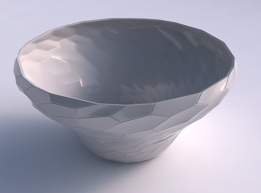 Bowl wide and twisted with fine organic cells 3D print model_0