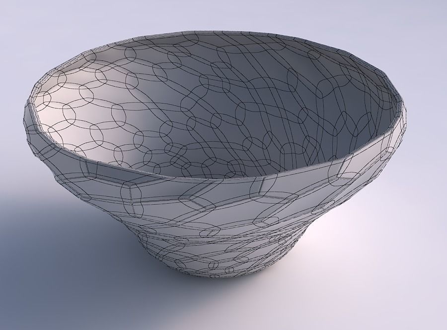 Bowl wide and twisted with fine organic cells 3D print model_5