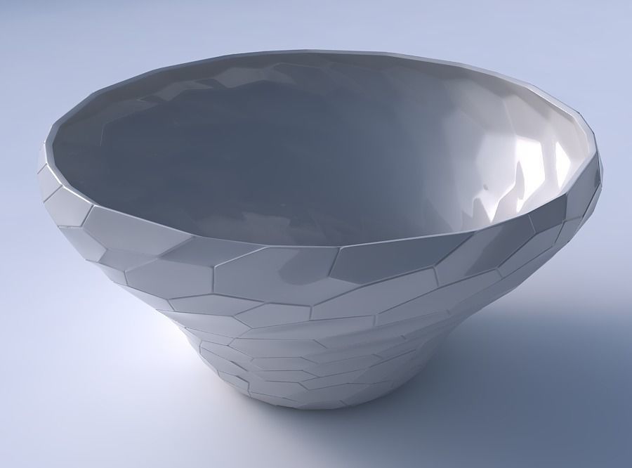 Bowl wide and twisted with fine organic cells 3D print model_3