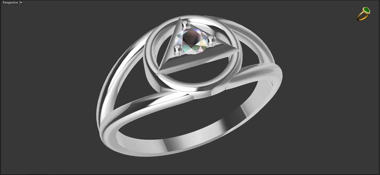 Ring with a stone - variant 2 3D print model_15