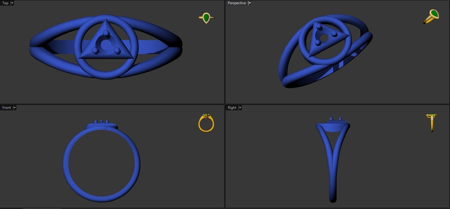 Ring with a stone - variant 2 3D print model_8