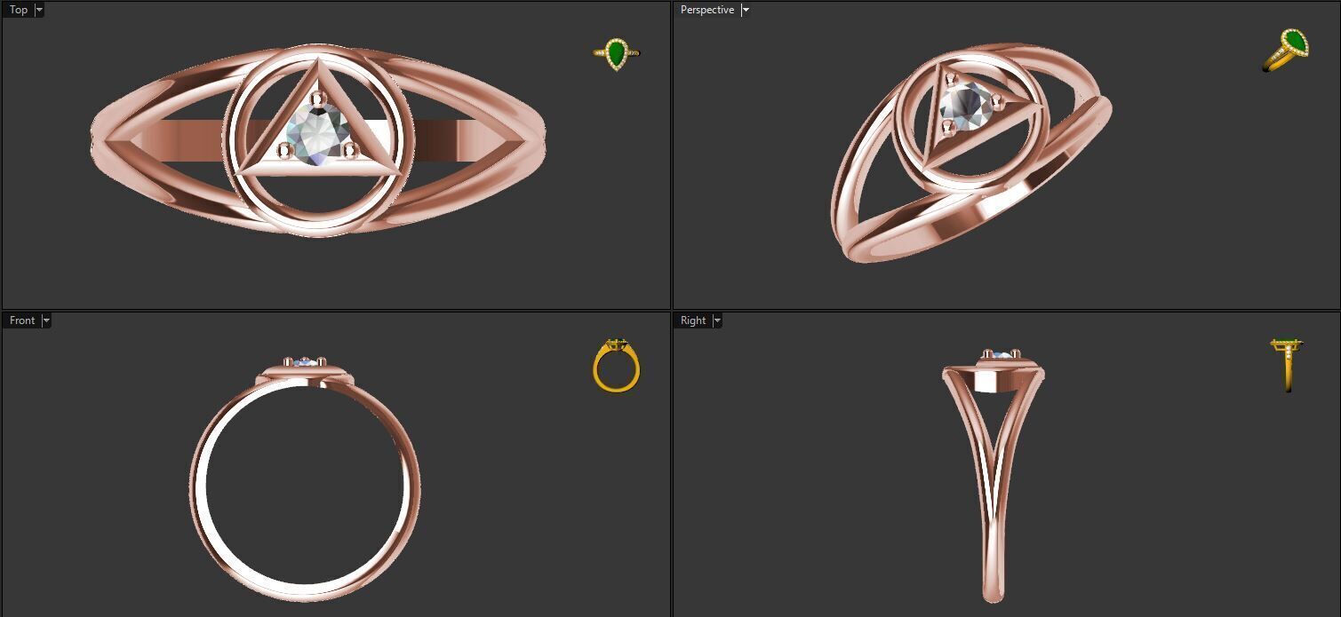 Ring with a stone - variant 2 3D print model_7