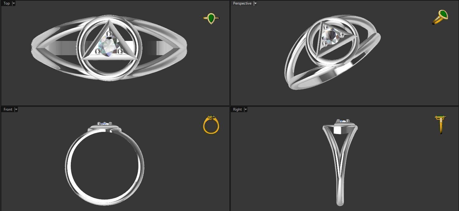 Ring with a stone - variant 2 3D print model_6