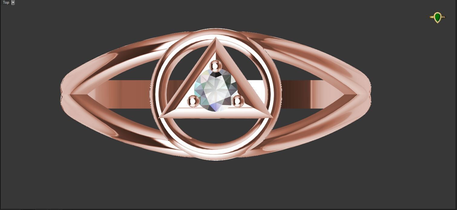 Ring with a stone - variant 2 3D print model_19