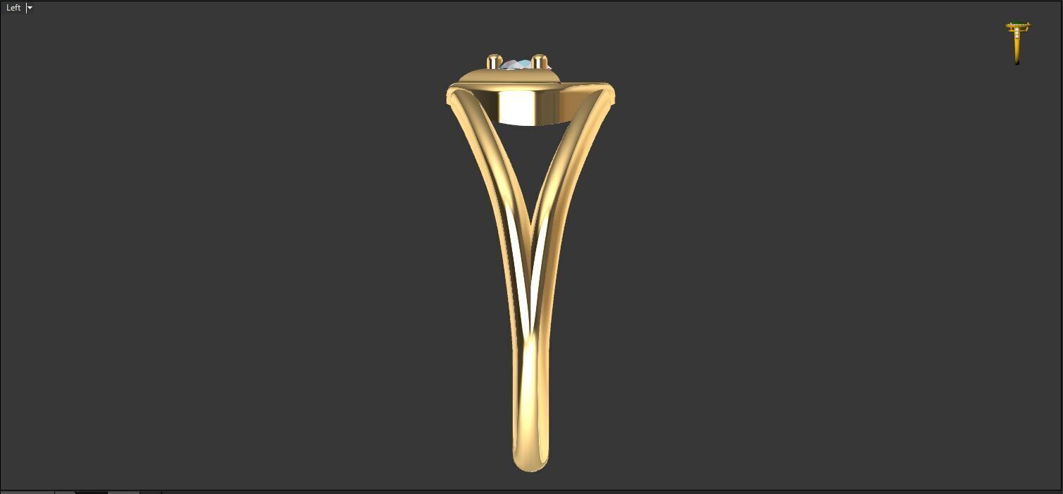 Ring with a stone - variant 2 3D print model_12