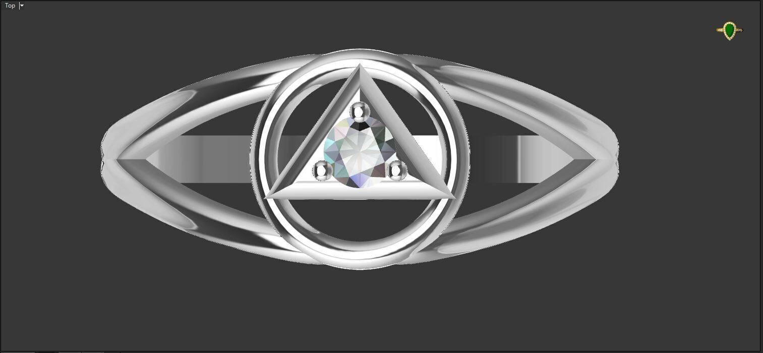 Ring with a stone - variant 2 3D print model_14