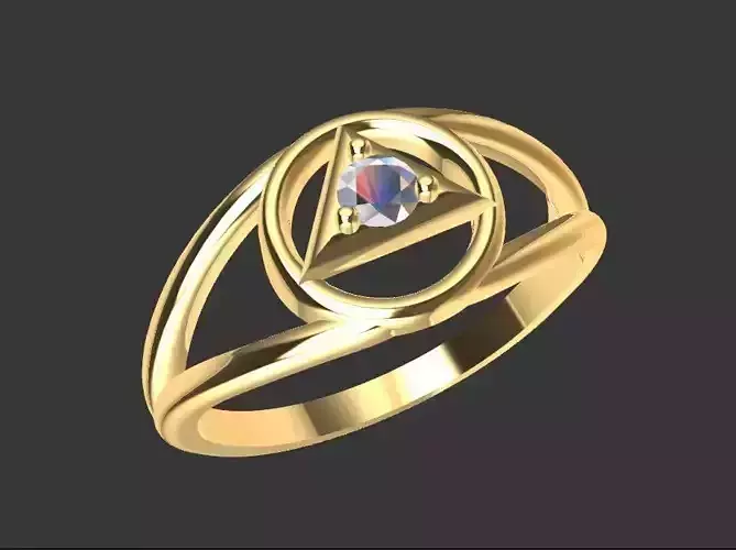 Ring with a stone - variant 2 3D print model
