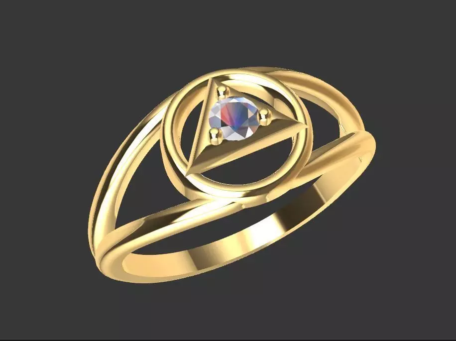 Ring with a stone - variant 2 3D print model_0