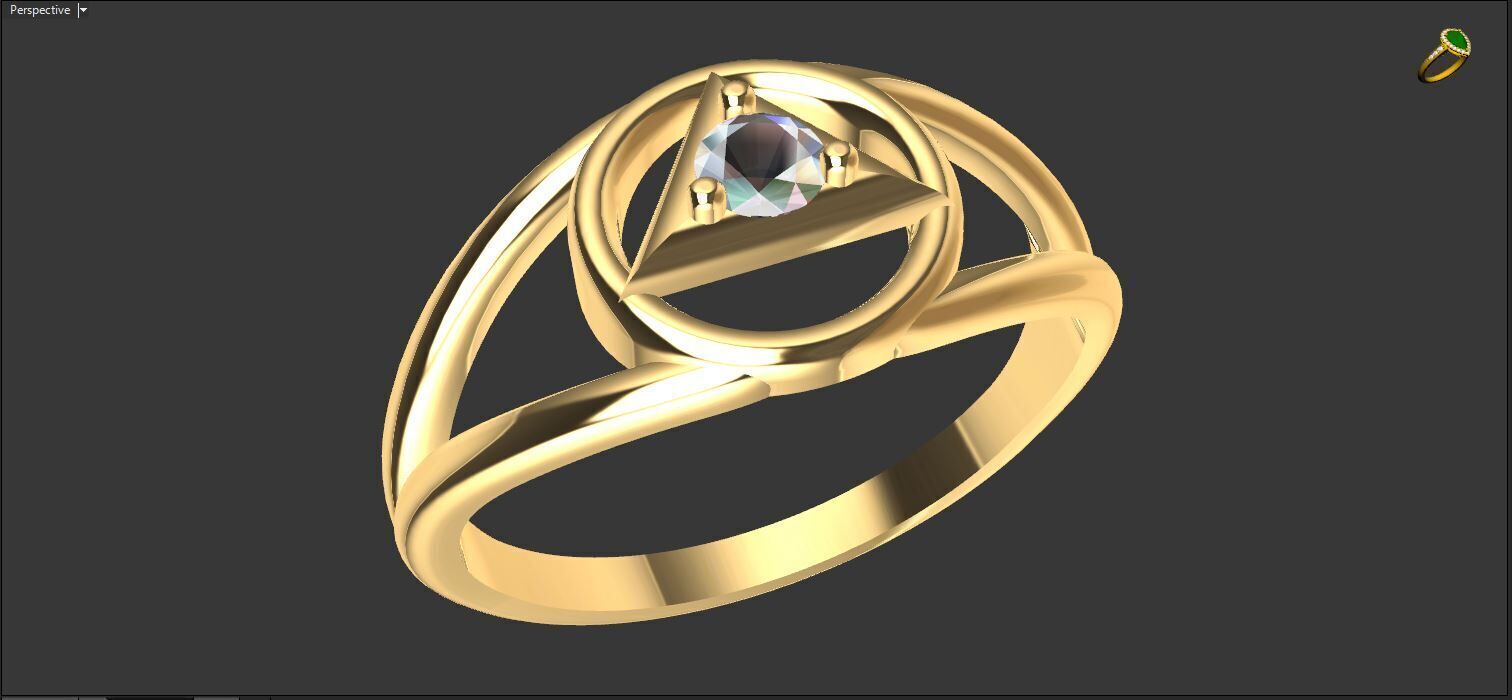 Ring with a stone - variant 2 3D print model_10