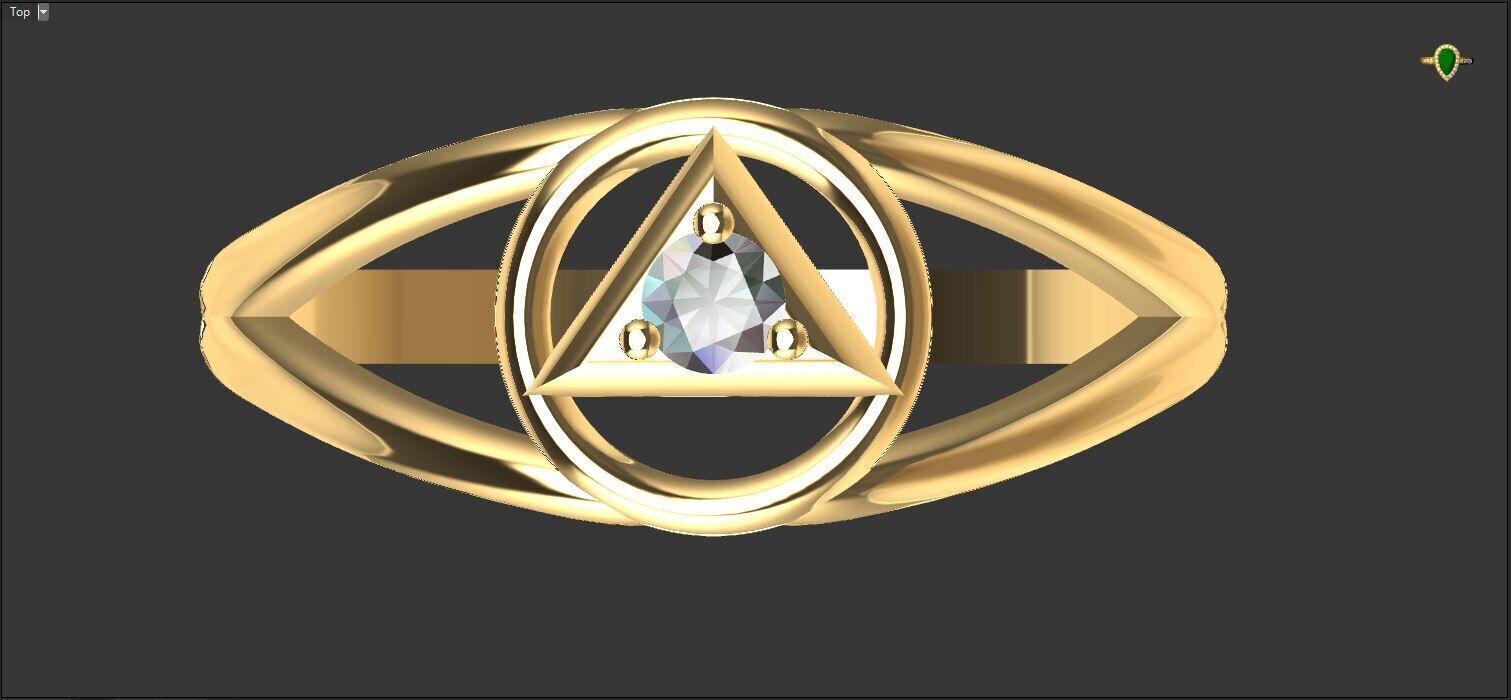 Ring with a stone - variant 2 3D print model_9