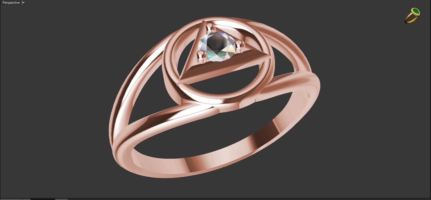 Ring with a stone - variant 2 3D print model_20
