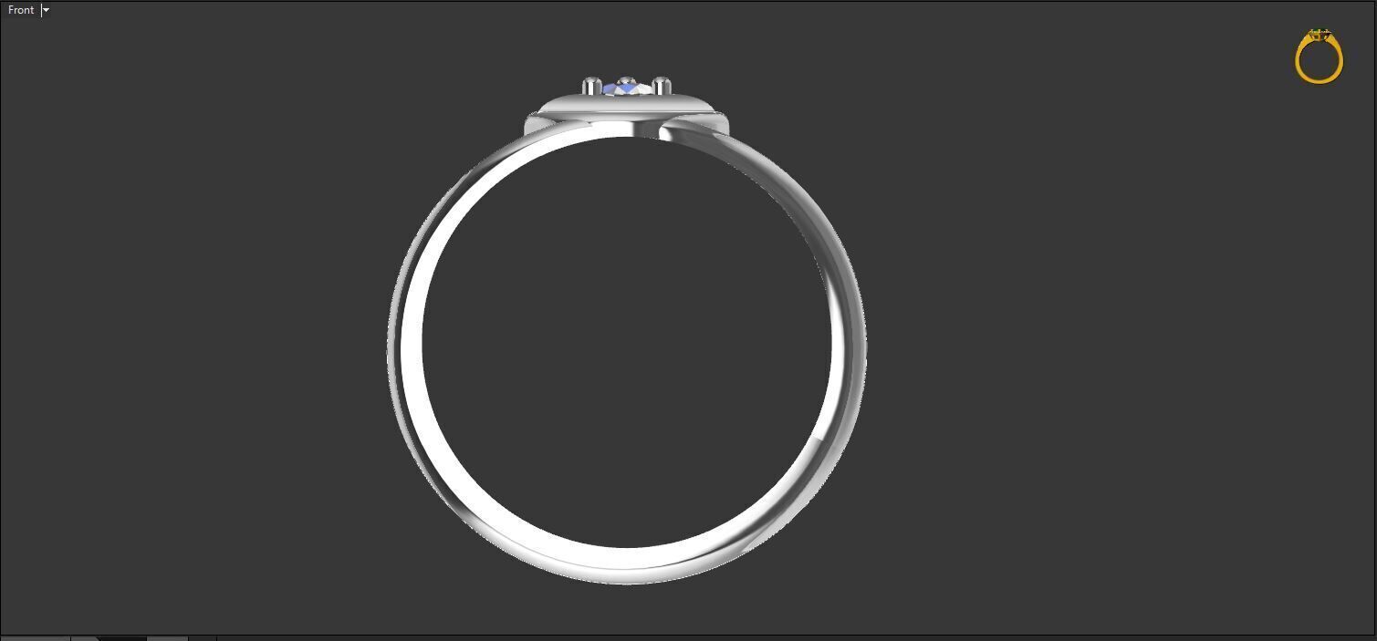 Ring with a stone - variant 2 3D print model_16