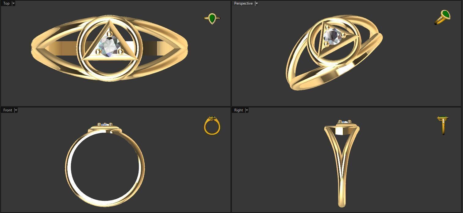 Ring with a stone - variant 2 3D print model_5