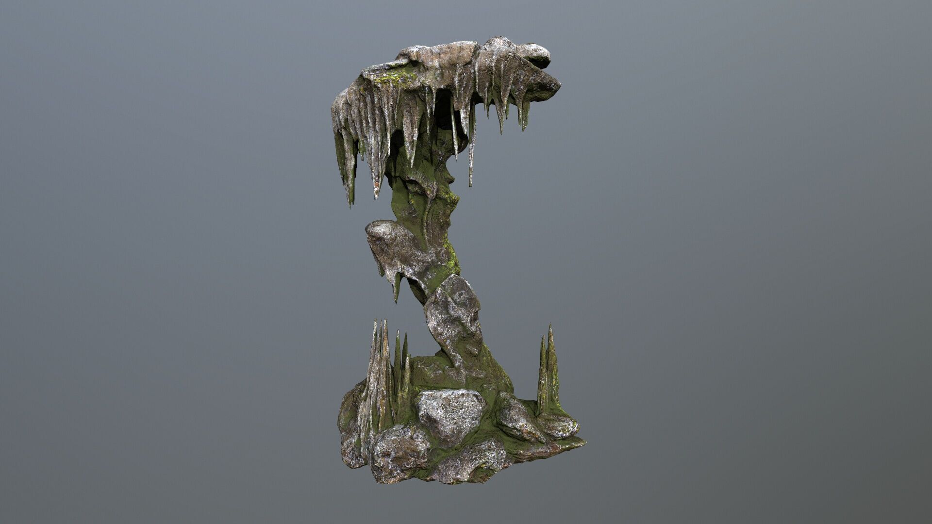 cave rocks Low-poly 3D model_2