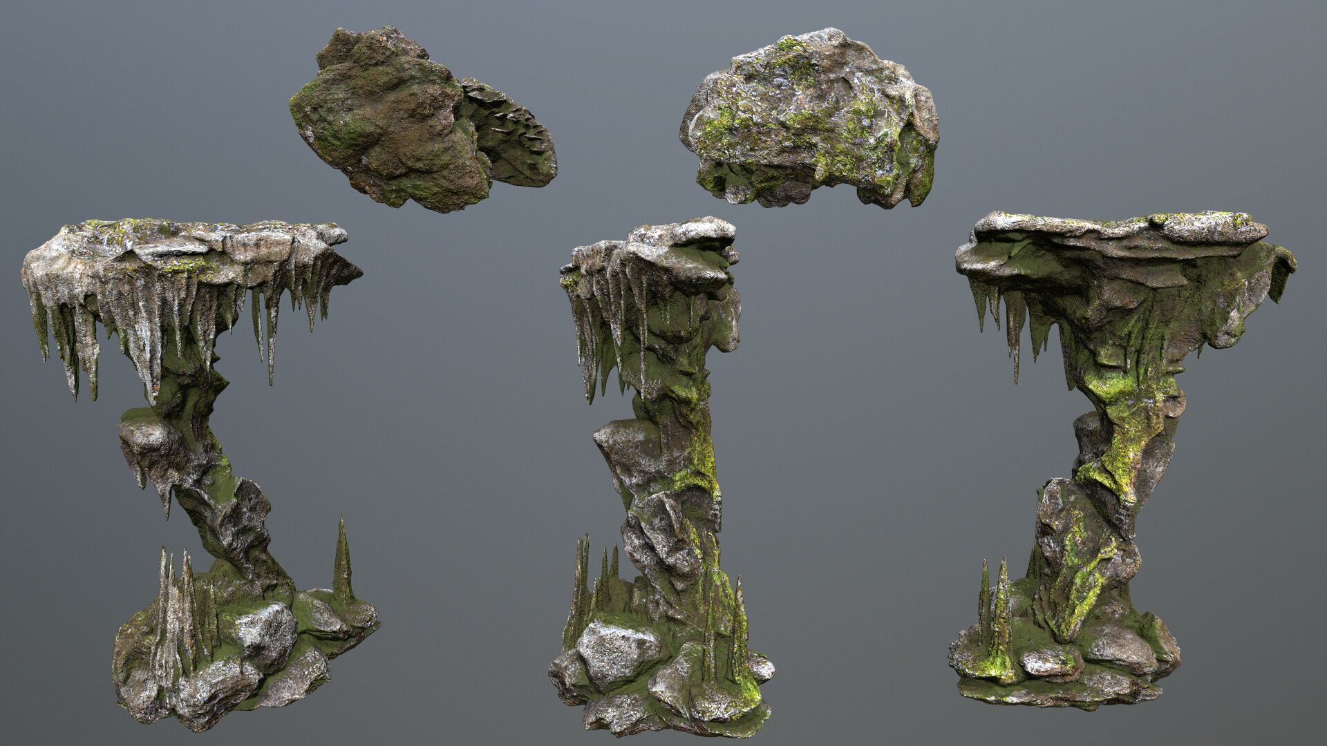 cave rocks Low-poly 3D model_12
