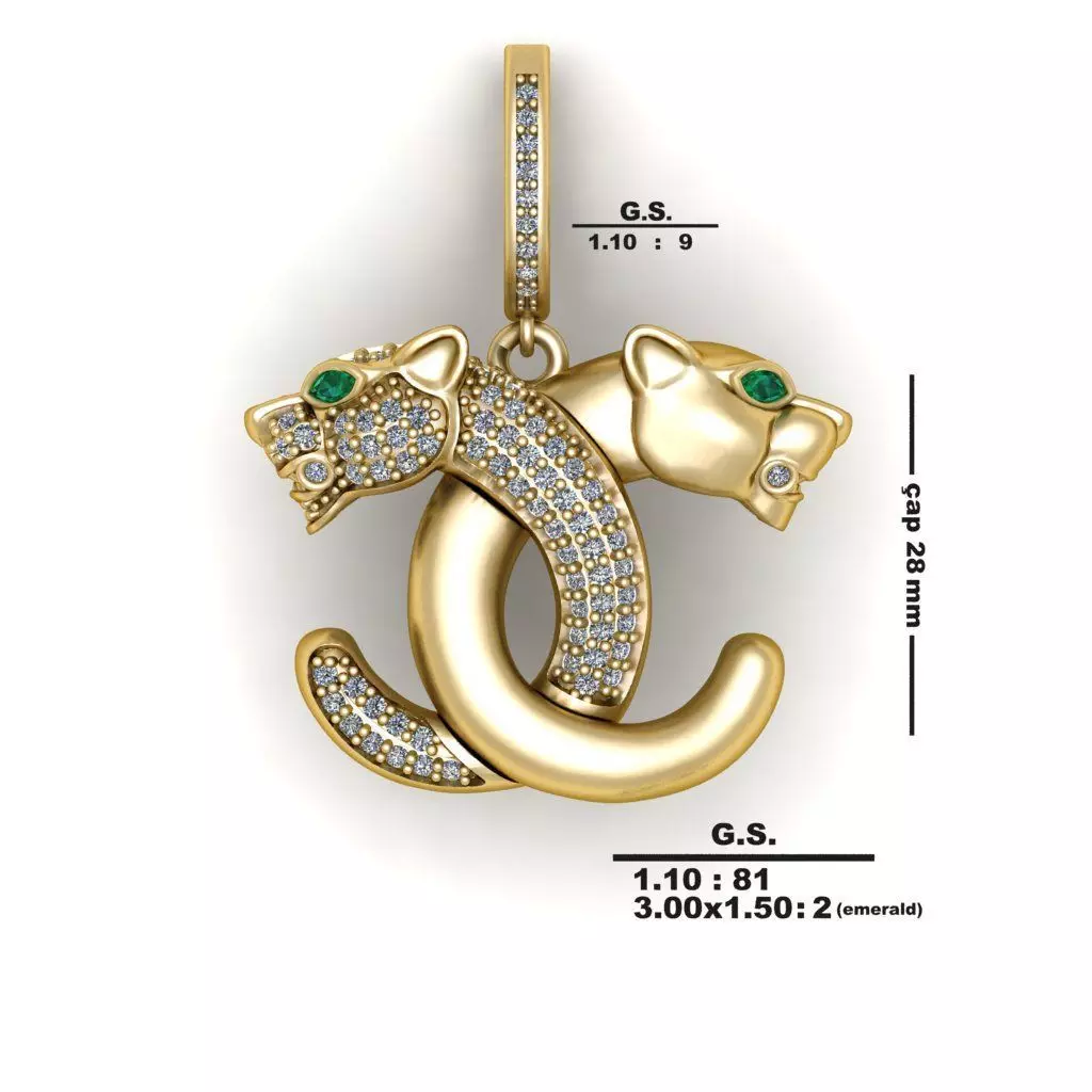 3D zbrush panther necklace model 3D print model_0