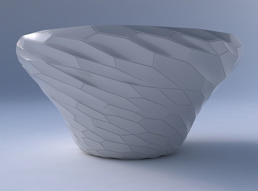 Bowl wide and twisted with fine twisted organic cells 3D print model_4