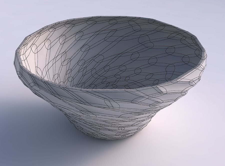 Bowl wide and twisted with fine twisted organic cells 3D print model_5