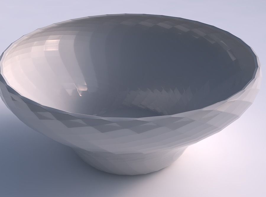 Bowl wide and twisted with diagonal grid pattern 3D print model_0