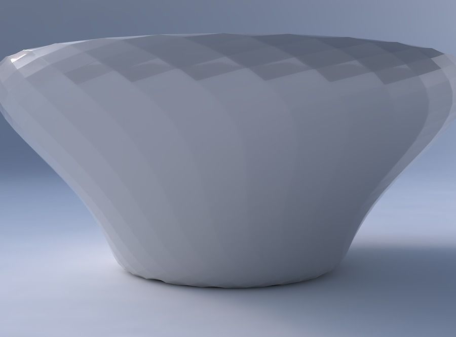 Bowl wide and twisted with diagonal grid pattern 3D print model_4