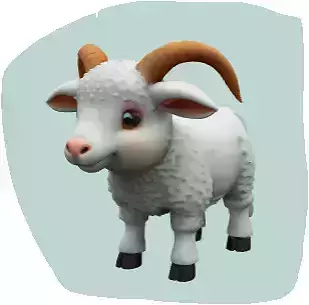 Adorable 3D Cartoon Goat Model 