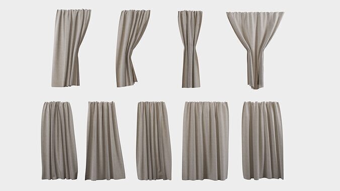 Window Curtain Collection High Quality Low-poly 3D model
