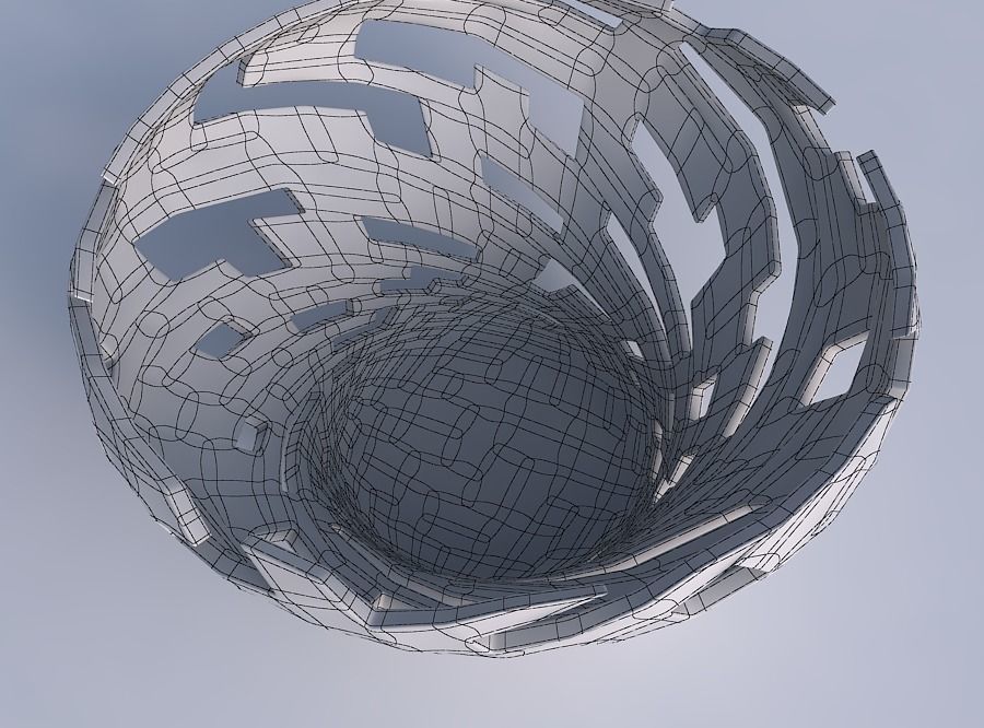 Bowl wide and twisted with cuts 3D print model_6