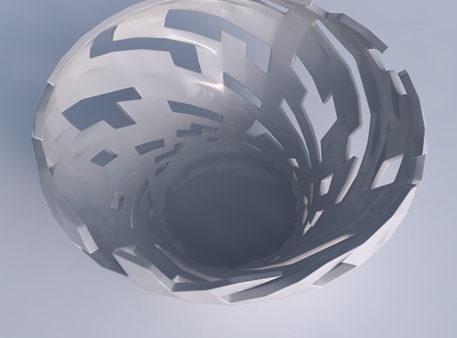 Bowl wide and twisted with cuts 3D print model_1