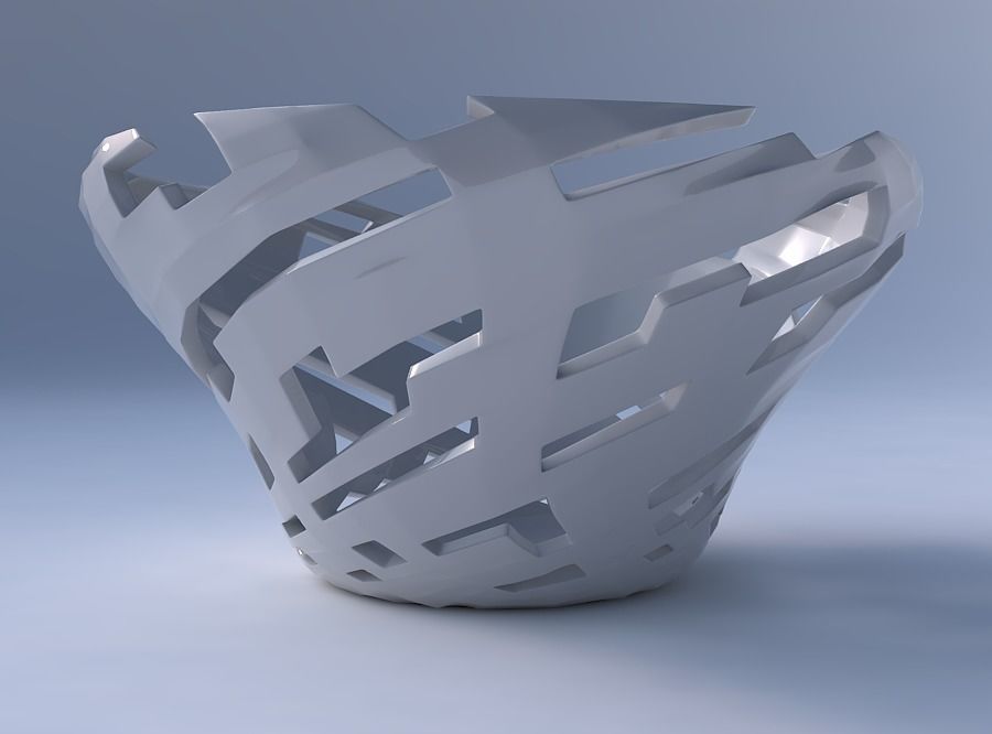 Bowl wide and twisted with cuts 3D print model_4