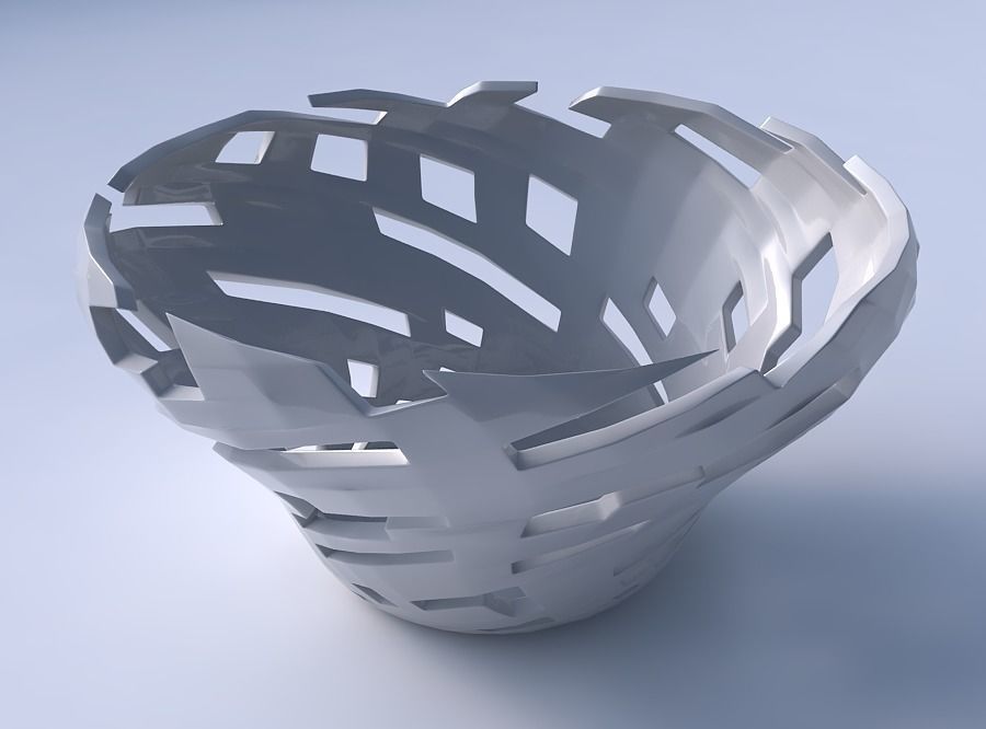 Bowl wide and twisted with cuts 3D print model_3