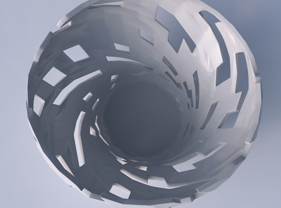 Bowl wide and twisted with cuts 3D print model_2