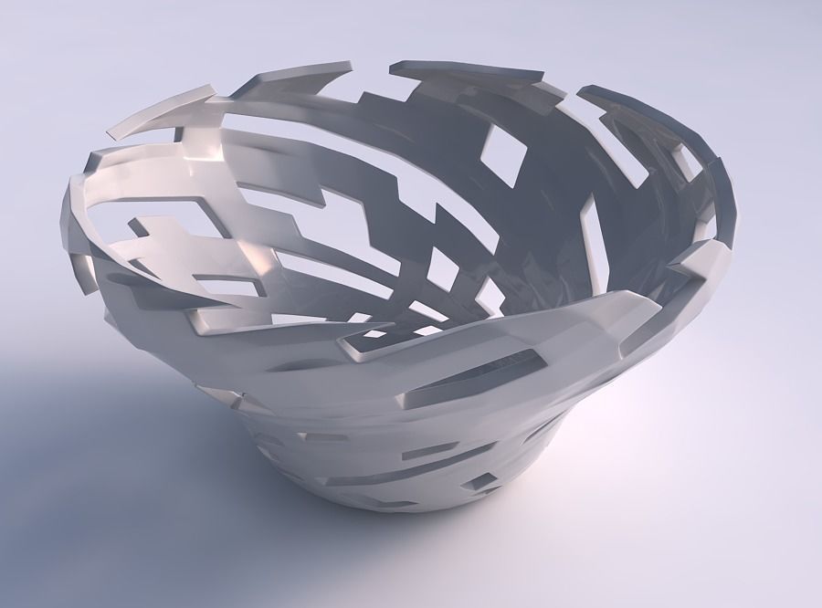 Bowl wide and twisted with cuts 3D print model_0