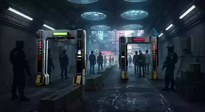 Cyberpunk Security Checkpoint