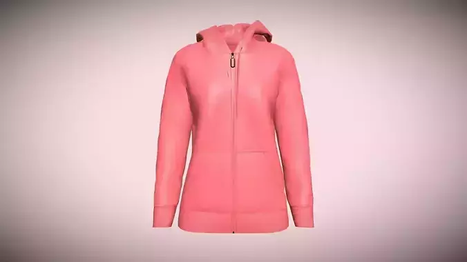 Girls Zipper Hoodie-Red In Low Poly