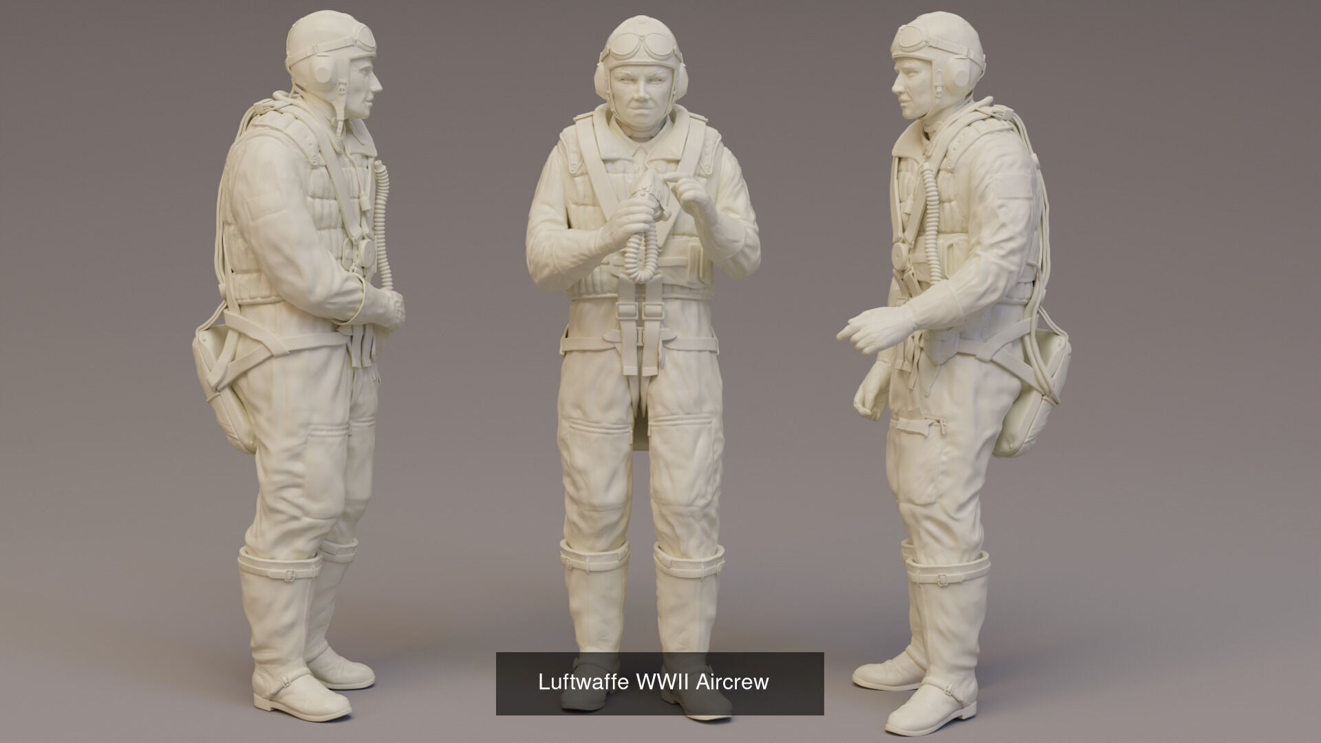 WWII German and Allied Pilot figures for 3d print 3D Model Collection_6
