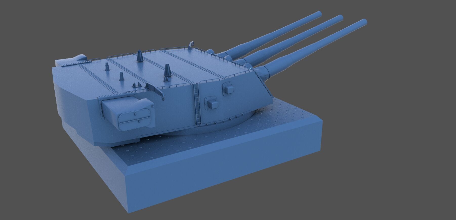 USS Iowa 16-50 Mark 7 Turret - Commercial license - 1-72 scale 3D print model_3