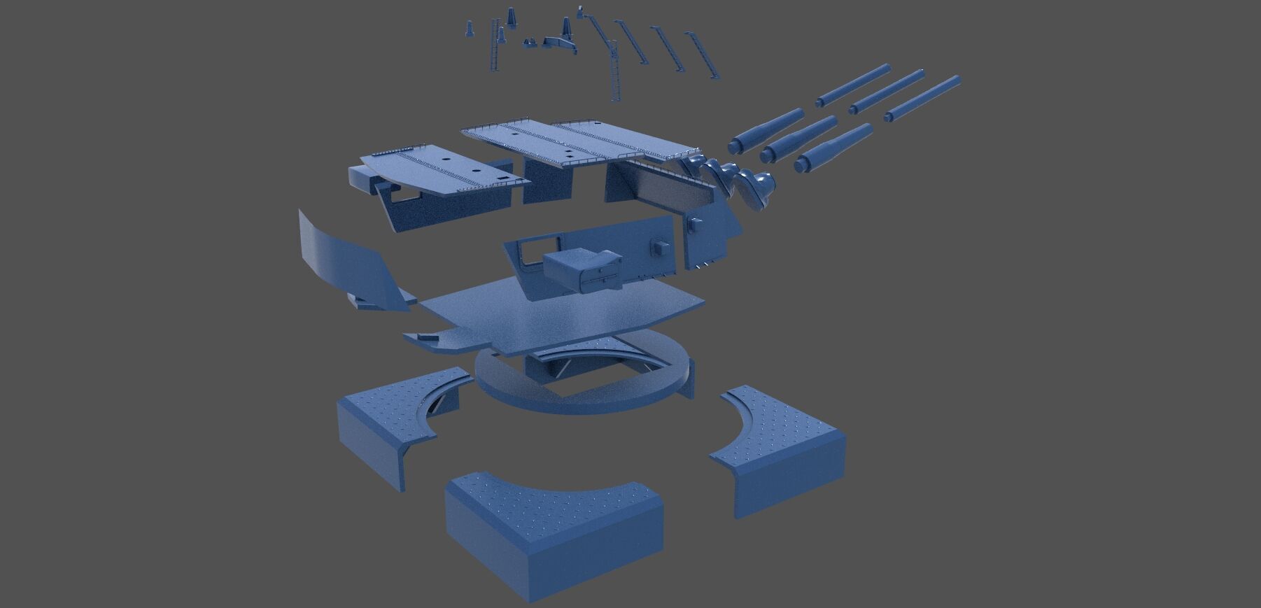 USS Iowa 16-50 Mark 7 Turret - Commercial license - 1-72 scale 3D print model_12