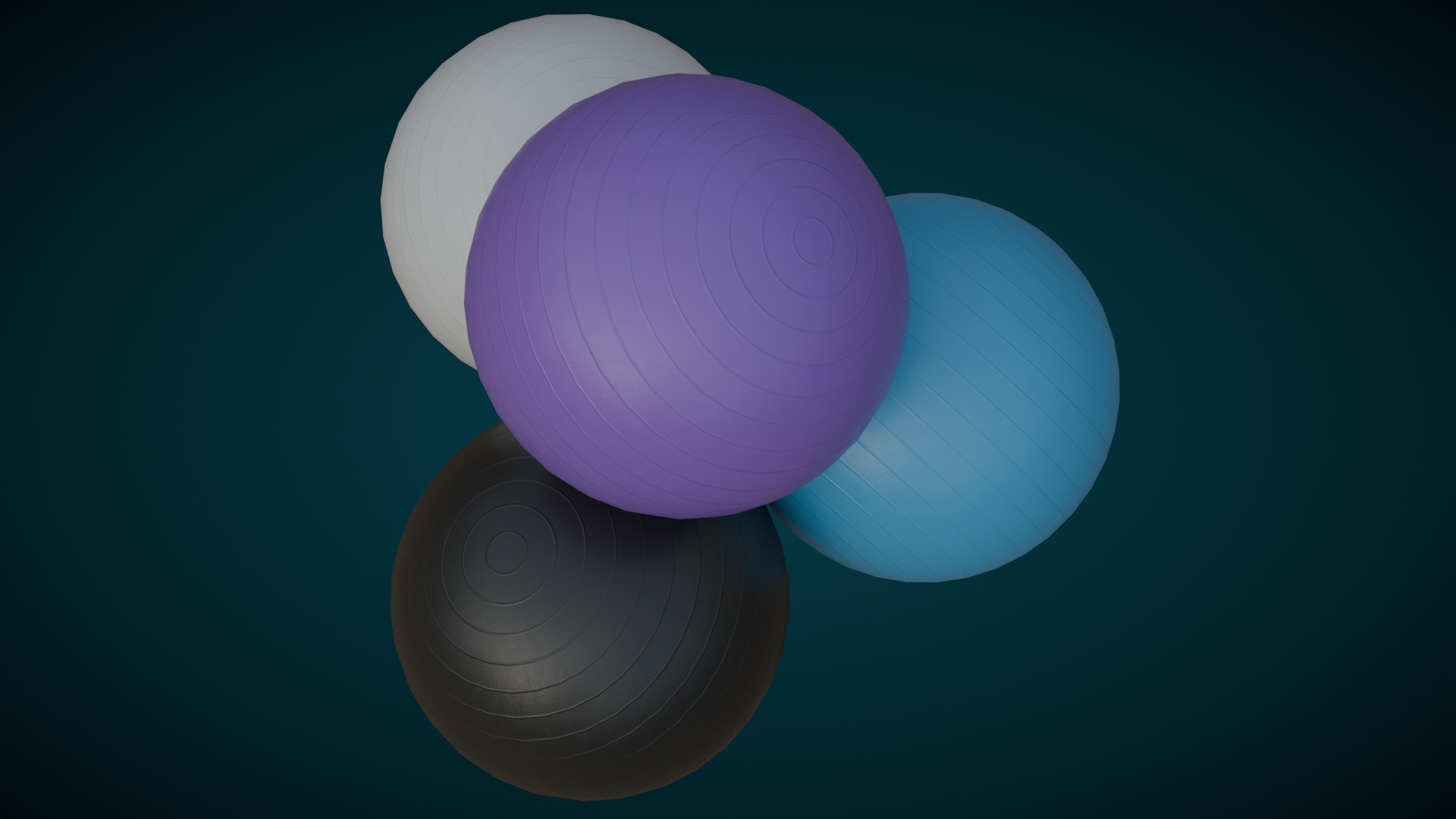 Exercise balls Low-poly 3D model_8