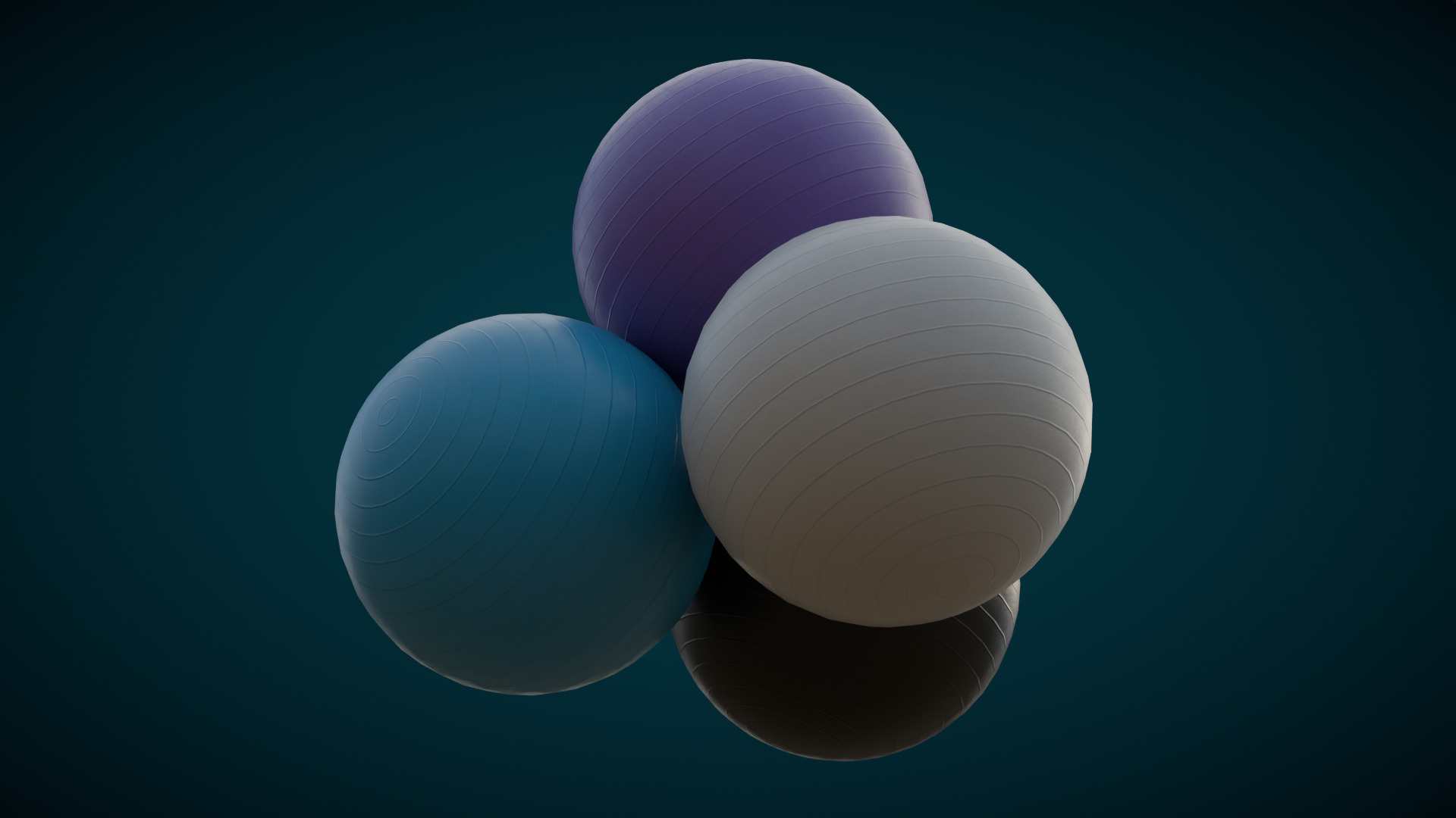 Exercise balls Low-poly 3D model_4