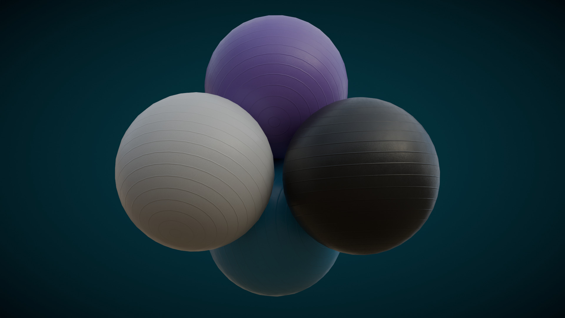 Exercise balls Low-poly 3D model_5
