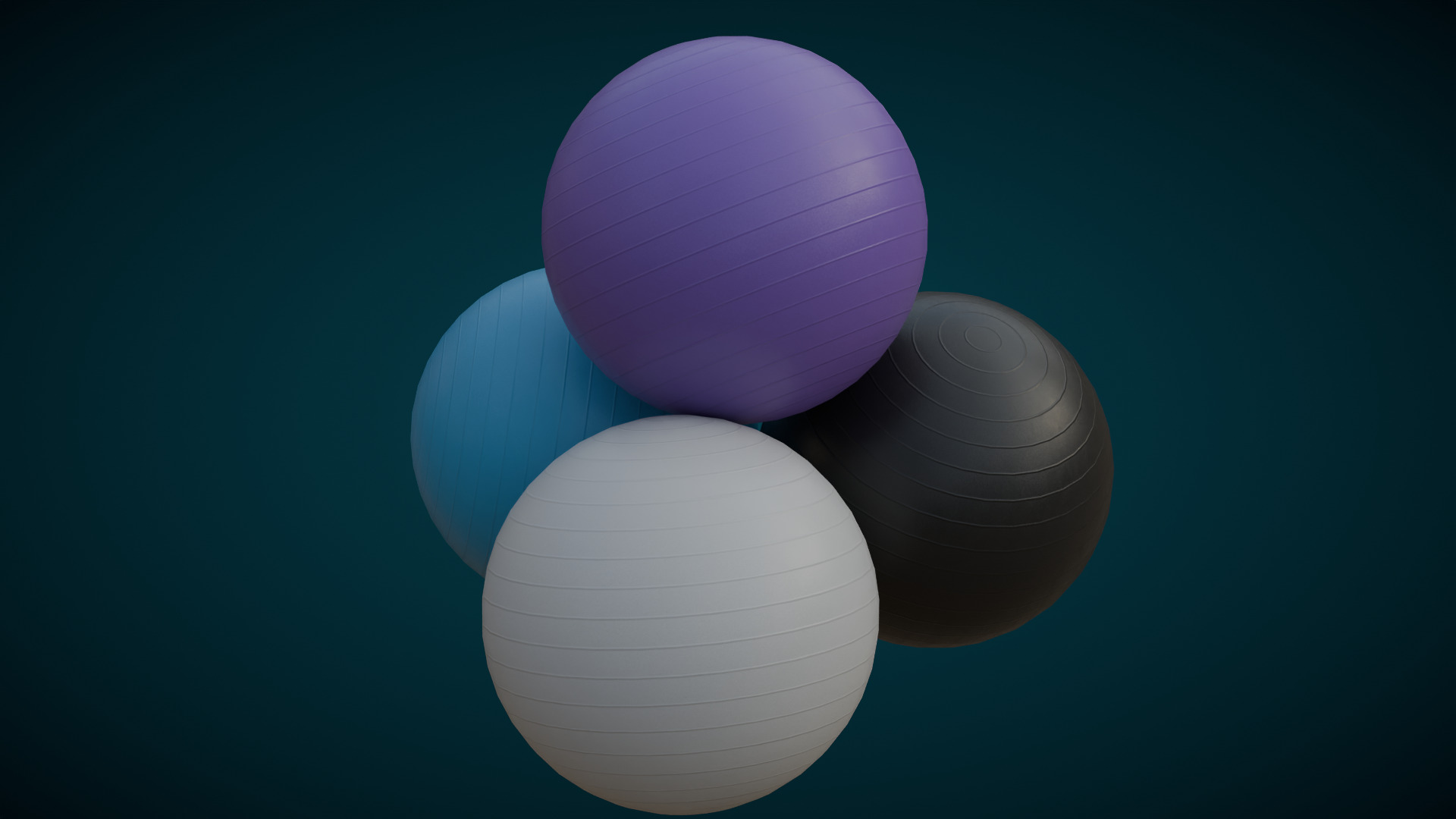 Exercise balls Low-poly 3D model_3