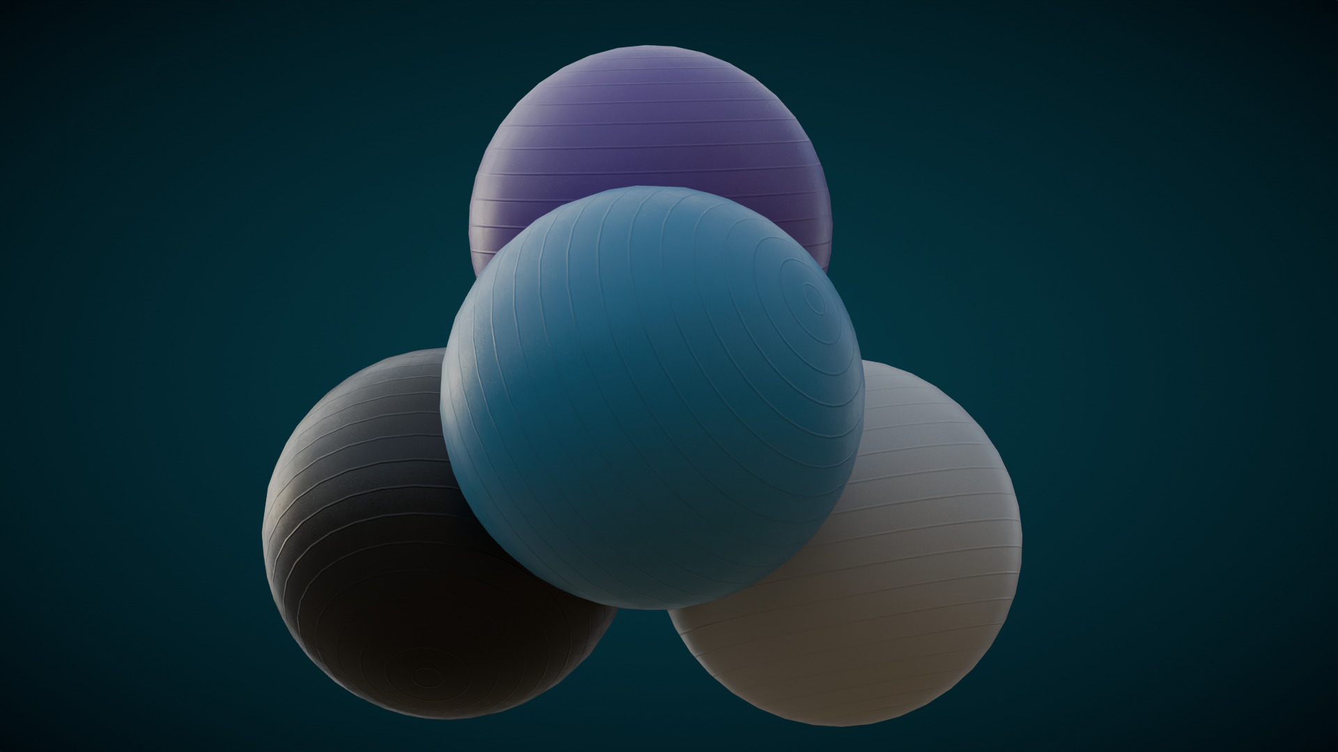 Exercise balls Low-poly 3D model_7