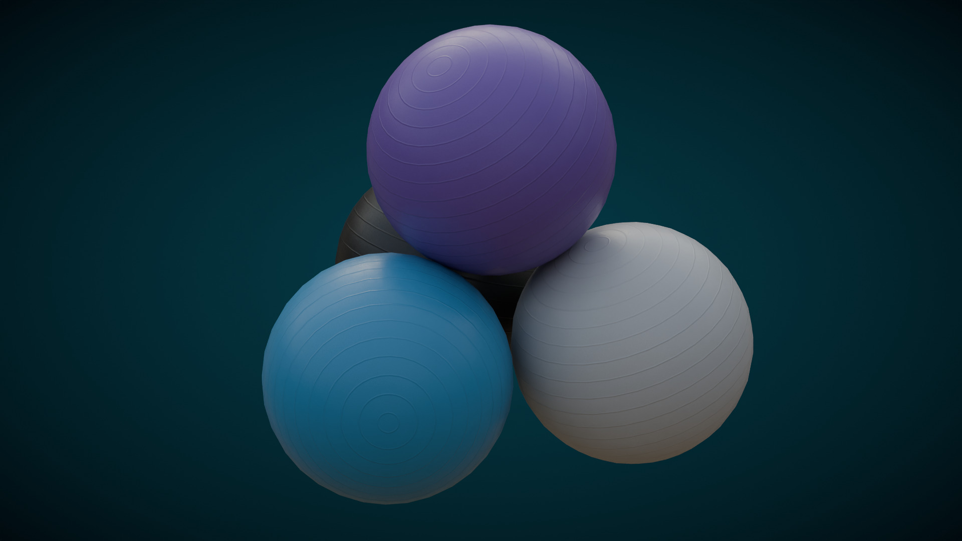 Exercise balls Low-poly 3D model_9