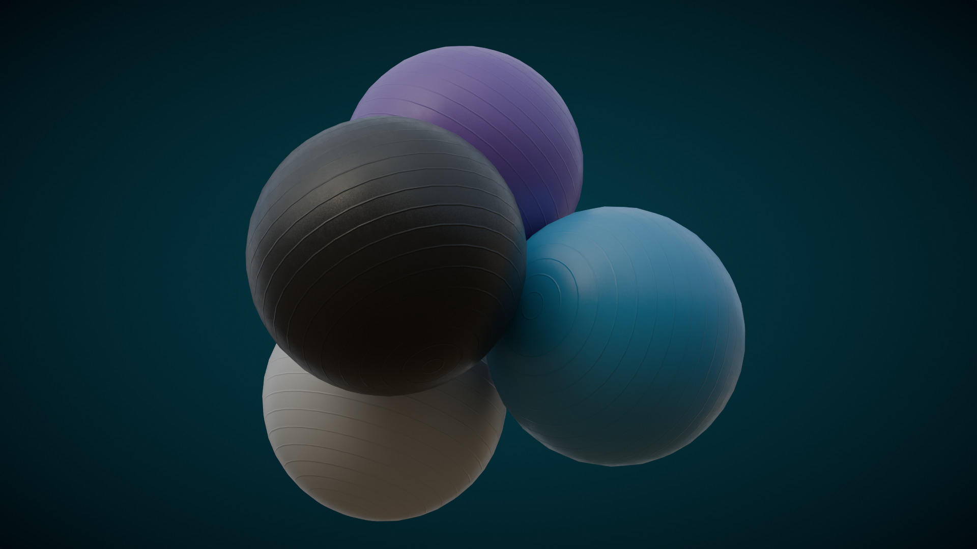 Exercise balls Low-poly 3D model_6