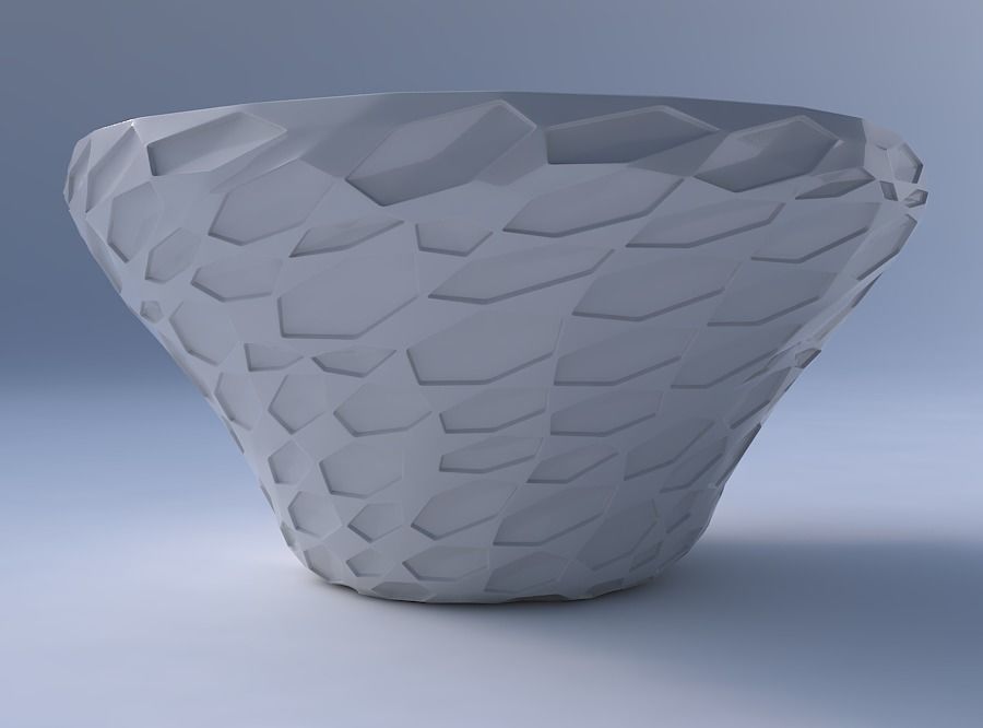 Bowl wide and twisted with crystal dents 3D print model_4