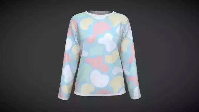 Girls-Clouds Camo Tops In Low Poly